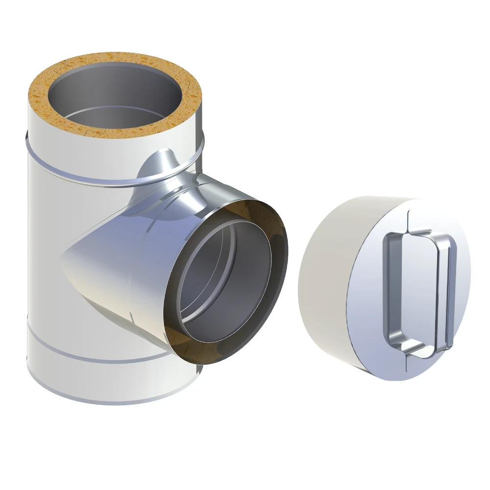 Trójnik 90° z zaślepką fi150/200 do komina wentylacyjnego