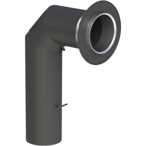 Kolano 90° stalowa fi150 czarne z przedłużeniem, szybrem i rozetą gr. 2mm przyłączeniowe