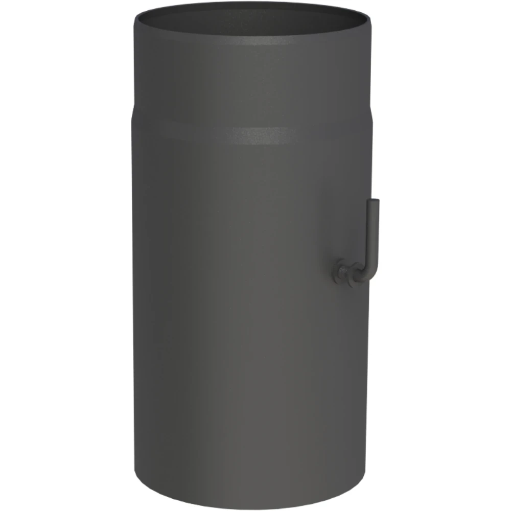 Rura 0,3m stalowa fi120 czarna z szybrem gr. 2mm przyłączeniowa