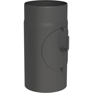 Rura 0,3m stalowa fi200 czarna z szybrem i rewizją gr. 2mm przyłączeniowa