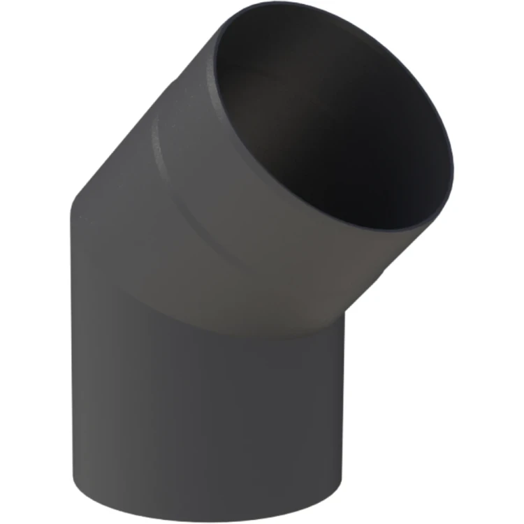 Kolano 45° fi120 czarne gr. 2mm przyłączeniowe