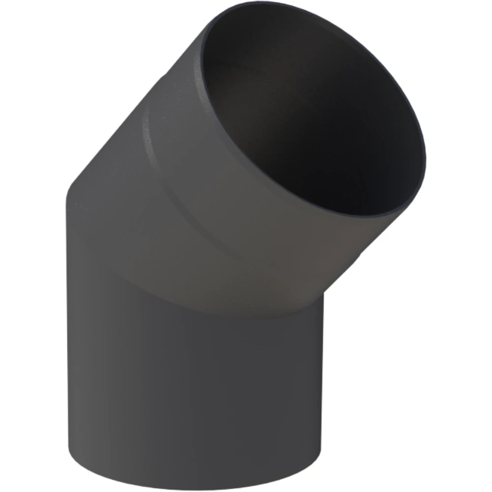 Kolano 45° stalowe fi200 czarne gr. 2mm przyłączeniowe