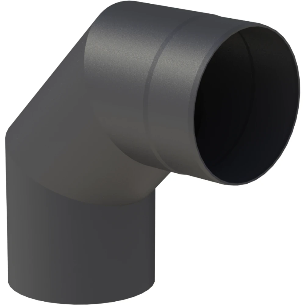 Kolano 90° stalowe fi120 czarne gr. 2mm przyłączeniowe