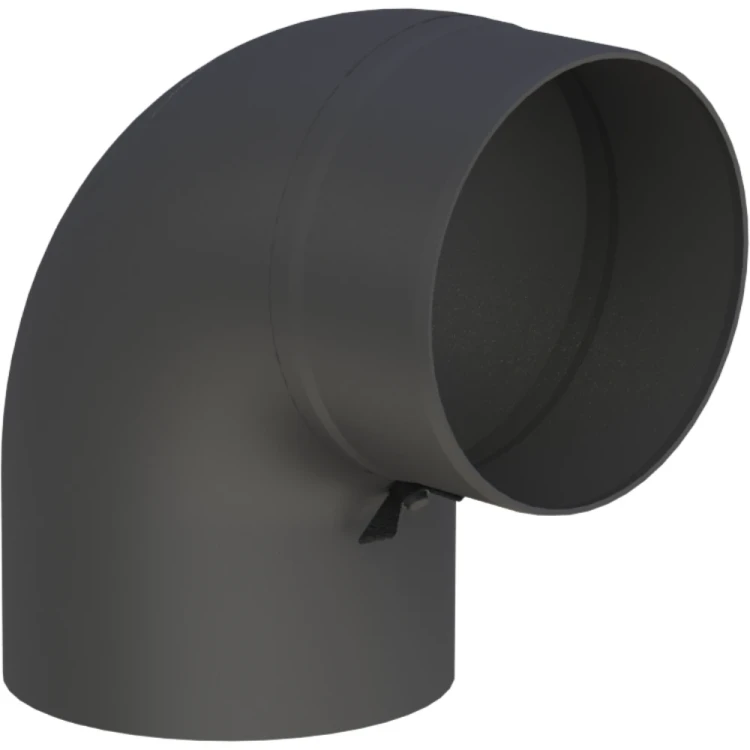 Kolano 90° fi150 łukowe czarne gr. 2mm przyłączeniowe