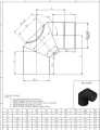 Kolano stalowe regulowane 0-90° fi120 z rewizją czarne gr. 2mm przyłączeniowe