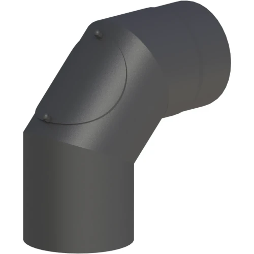Kolano 90° fi130 z rewizją czarne gr. 2mm przyłączeniowe