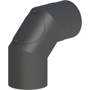 Kolano 90° stalowe fi150 z rewizją czarne gr. 2mm przyłączeniowe