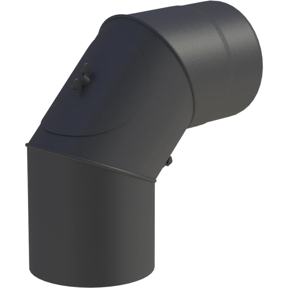 Kolano stalowe regulowane 0-90° fi160 z rewizją czarne gr. 2mm przyłączeniowe