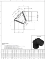 Kolano stalowe regulowane 0-90° fi160 z rewizją czarne gr. 2mm przyłączeniowe