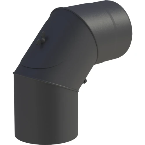 Kolano regulowane 0-90° fi180 z rewizją czarne gr. 2mm przyłączeniowe