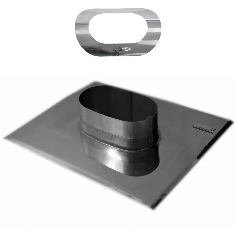 Płyta kominowa kwasożaroodporna owalna gr. 0,8mm 120x200 1.4404 + kołnierz przeciwdeszczowy
