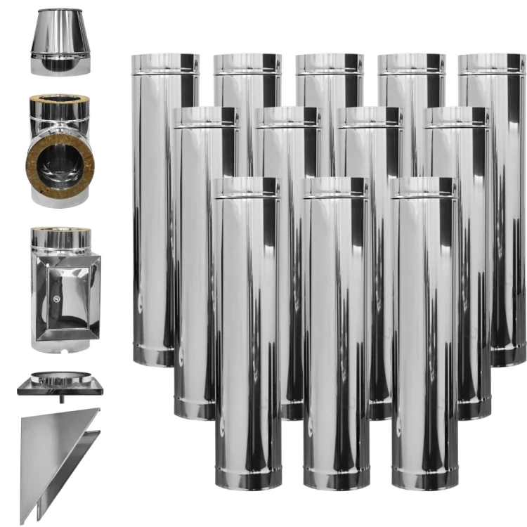 Komin stalowy 120/220 kwasożaroodporny 1.4404 gr. 1/0,5 izolowany 12m