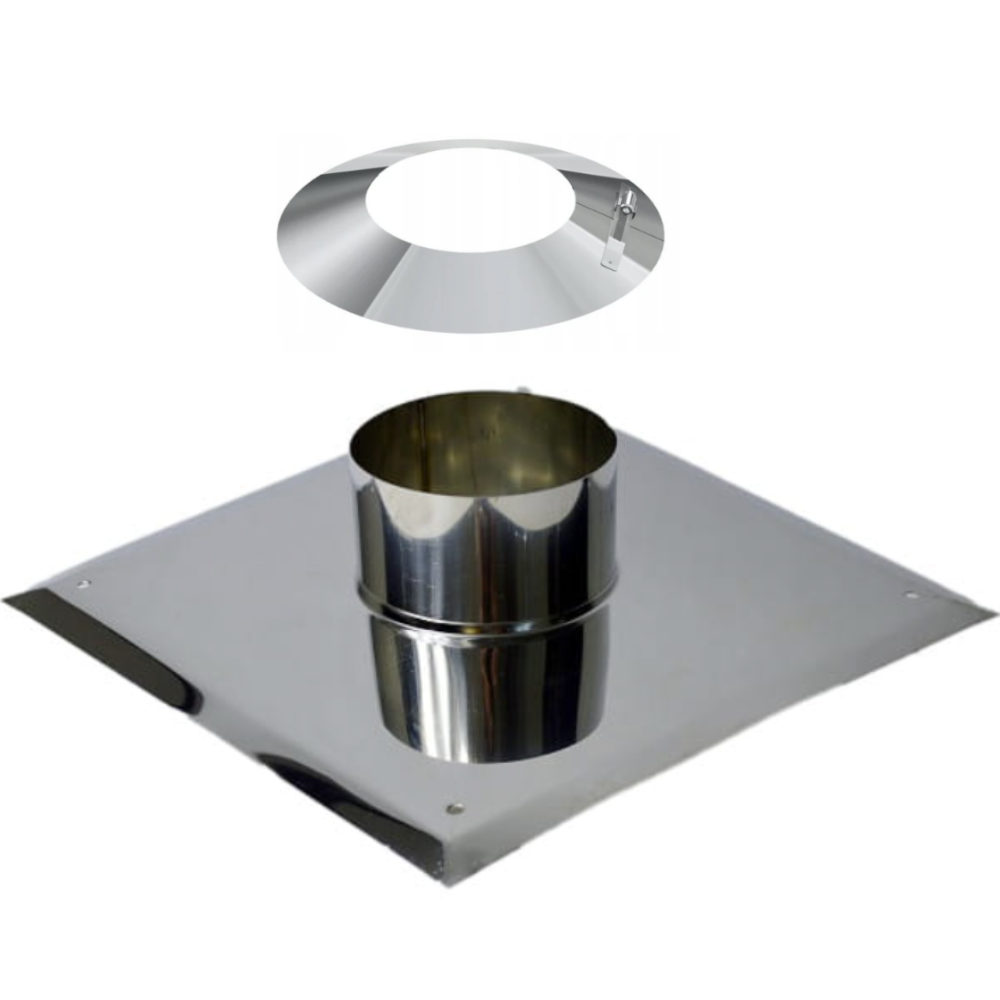 Płyta kominowa żaroodporna 1.4828 0,8mm fi 120 + kołnierz przeciwdeszczowy