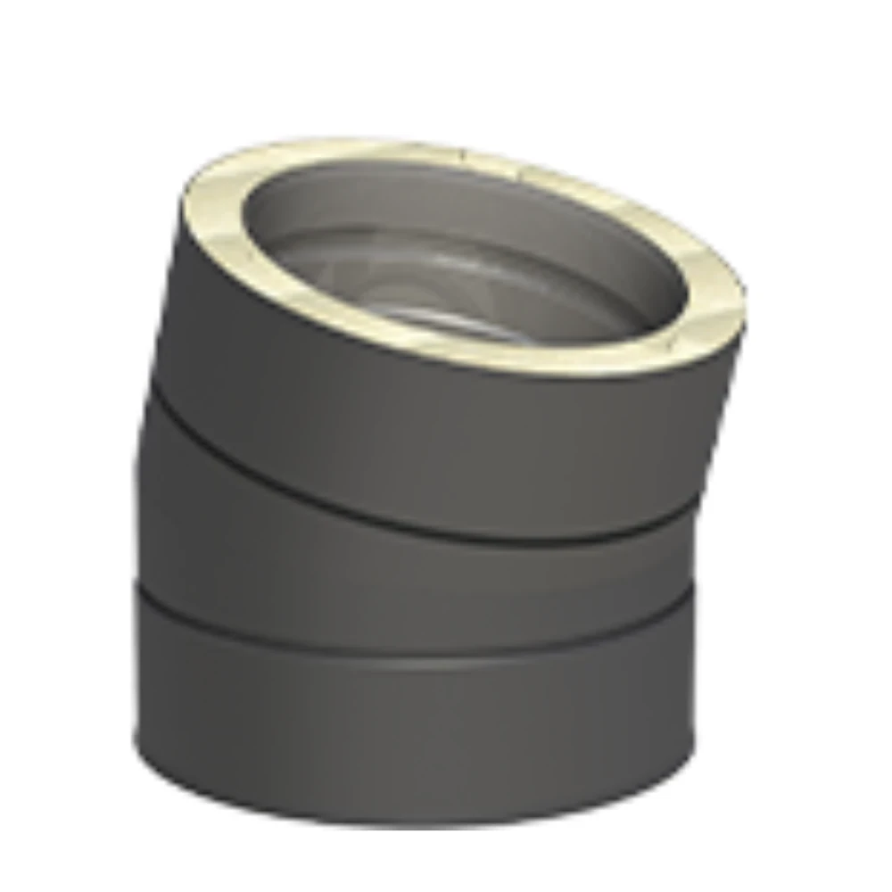 Kolano kominowe 15° izolowane 150/200 czarny mat