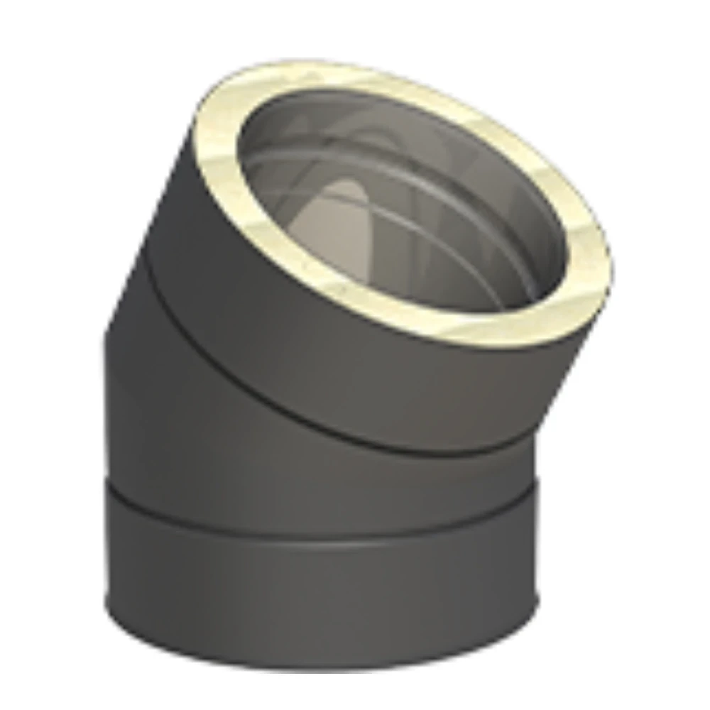Kolano kominowe 30° izolowane 150/200 czarny mat