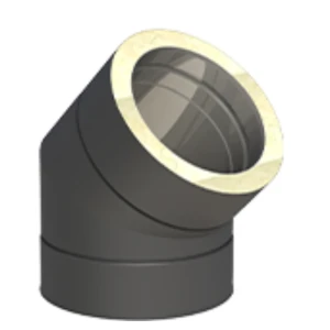 Kolano kominowe 45° izolowane 200/250 czarny mat