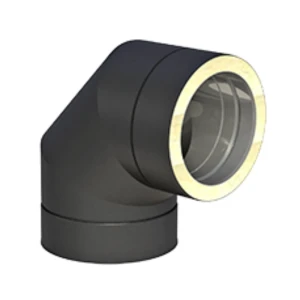 Kolano kominowe 87° izolowane 150/200 czarny mat