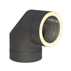 Kolano kominowe 90° izolowane 200/250 czarny mat