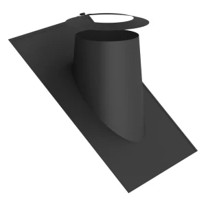 Przejście dachowe 36-45° z płytą elastyczną do komina izolowanego 180/230 czarny mat + kołnierz przeciwdeszczowy