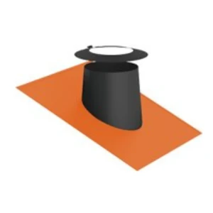 Przejście dachowe 16-25° z płytą elastyczną  do komina izolowanego 130/180 w kolorze ceglanym + kołnierz przeciwdeszczowy