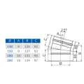 Kolano kominowe 15° izolowane 150/200 czarny mat