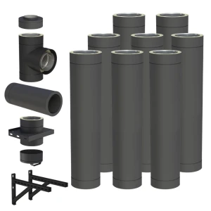 Komin izolowany 150/200 8m stalowy czarny mat wiszący  