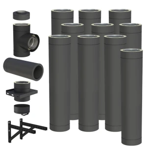 Komin izolowany 150/200 10m stalowy czarny mat wiszący