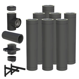 Komin izolowany 180/230 7m stalowy czarny mat wiszący  