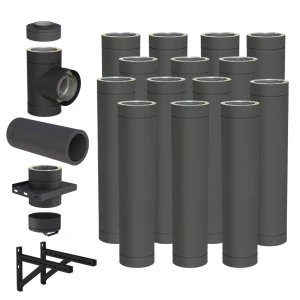 Komin izolowany 180/230 14m stalowy czarny mat wiszący