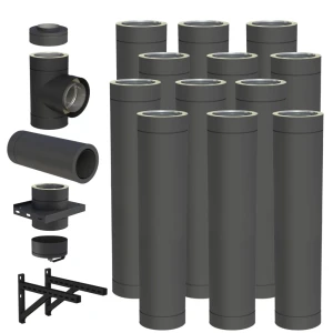 Komin izolowany 200/250 12m stalowy czarny mat wiszący  