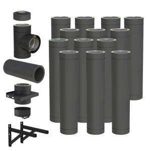 Komin izolowany 200/250 13m stalowy czarny mat wiszący  