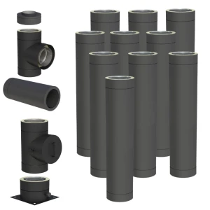 Komin izolowany 130/180 10m stalowy czarny mat stojący 