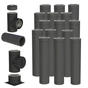 Komin izolowany 150/200 15m stalowy czarny mat stojący  