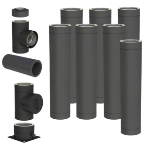 Komin izolowany 180/230 7m stalowy czarny mat stojący