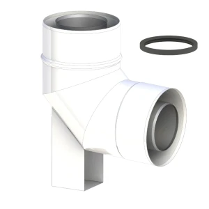 Kolano 90° z podporą 100/150 kwasoodporne białe do kotła gazowego kondensacyjnego
