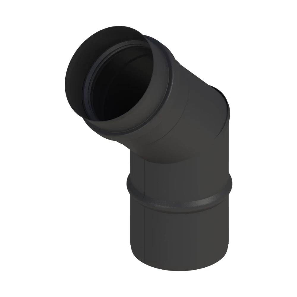 Kolano sztywne 45˚fi80 do pelletu czarny mat + uszczelka