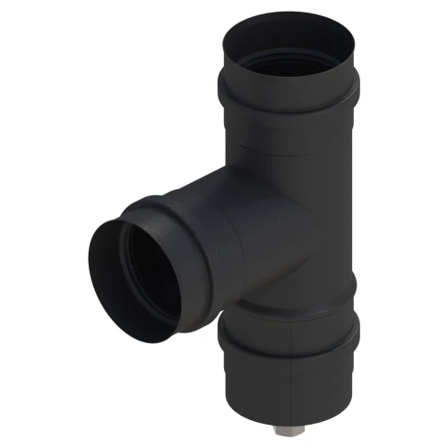 Trójnik 90˚ fi80 z miską na kondensat czarny
