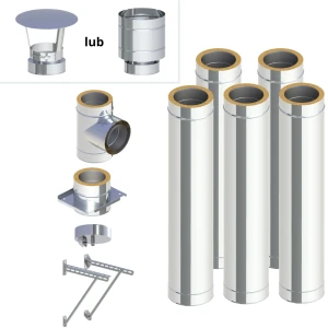 Komin wentylacyjny fi130/180 izolowany stalowy nierdzewny wiszący