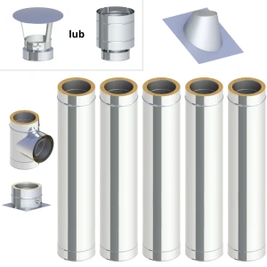 Komin wentylacyjny fi160/210 izolowany stalowy nierdzewny stojący z przejściem przez dach