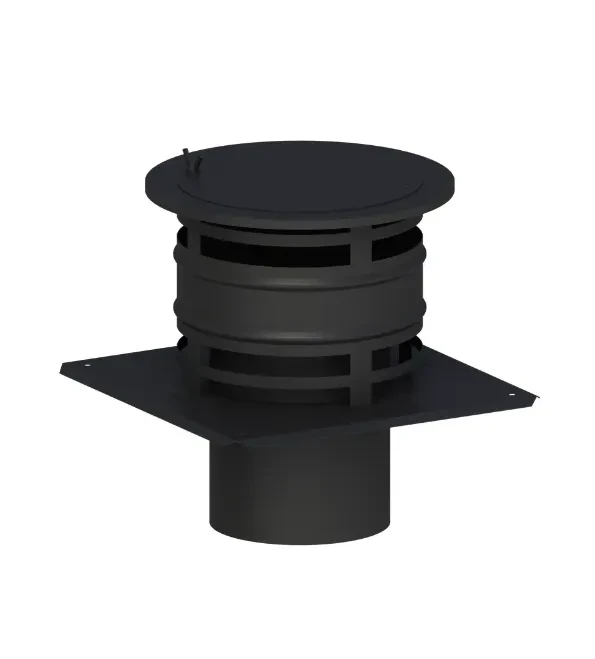 Daszek kominowy typu holenderskiego z rewizją na płycie fi160 czarny mat