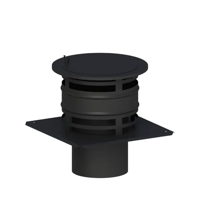 Daszek kominowy typu holenderskiego z rewizją na płycie fi250 czarny mat